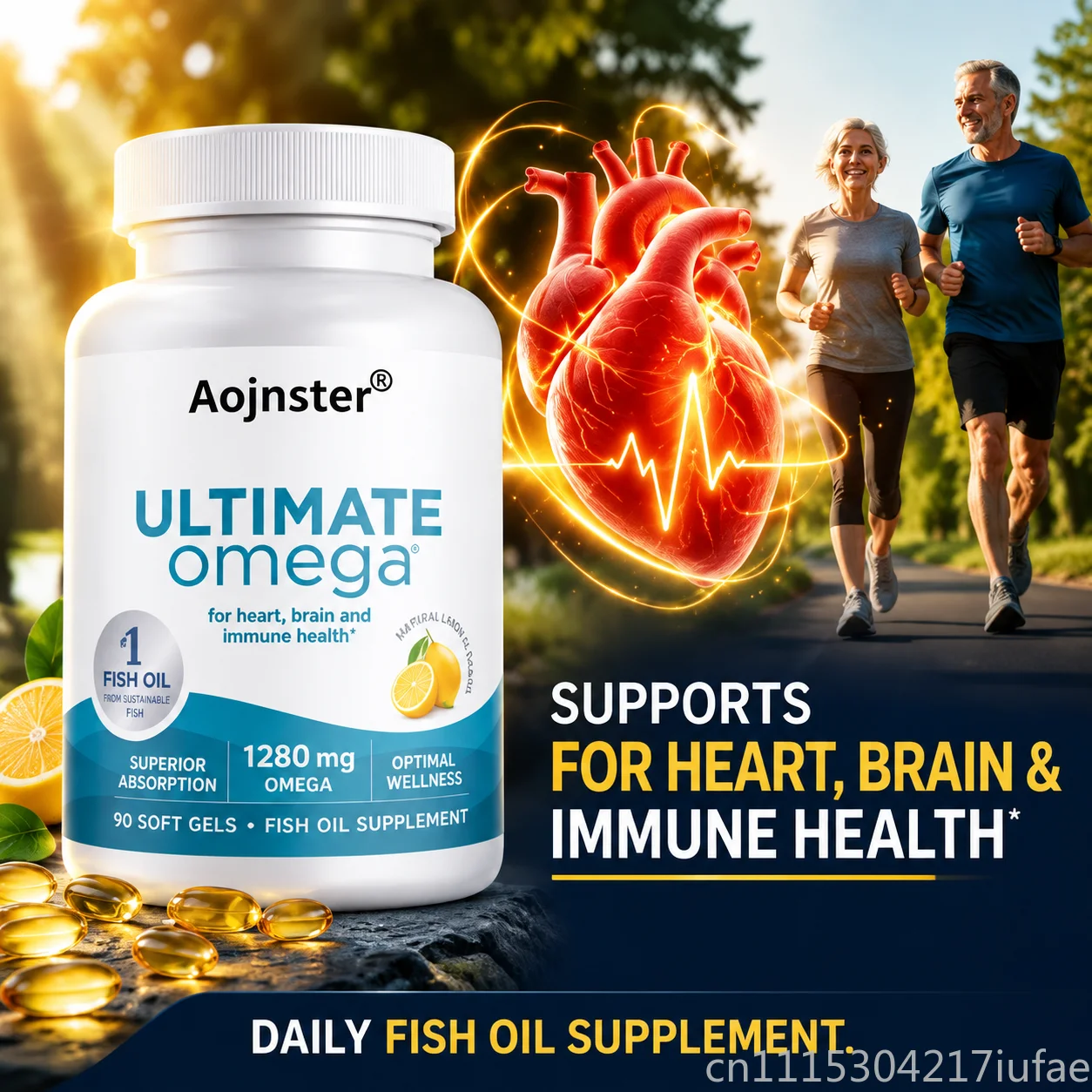 Ultimate Omega Fish Oil 1280mg 90 Softgels Superior Absorption Hair Nail Heart Brain Immune Wellness