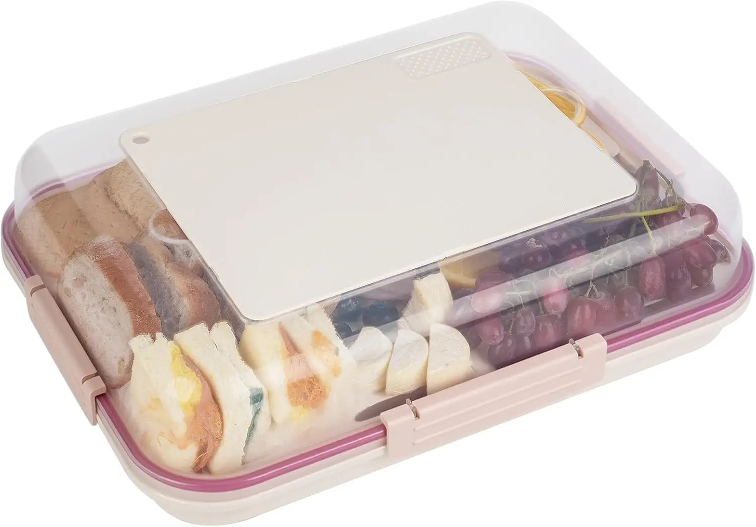 

Leakproof Airtight Food Container with Cutting Board Lid, BPA-Free Portable Snack Box for Travel and Home Use