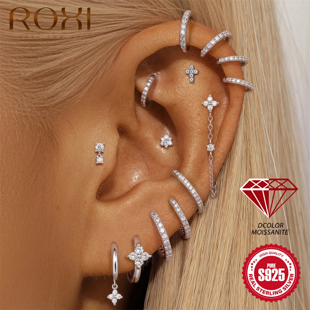 ROXI 925 Sterling Silver Moissanite Four-leaf Clover Chain Tassel Flat ...