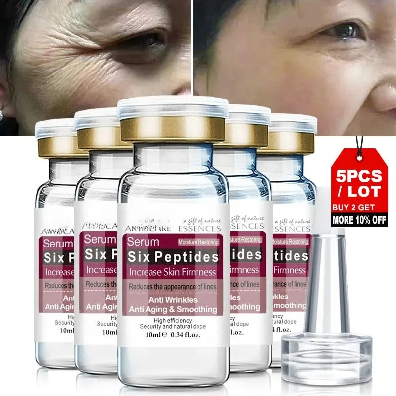 Six Peptides Face Serum 5pcs/10pcs/Lot for Moisturizing Facial Essence Skin Care Peptide Face Liquid