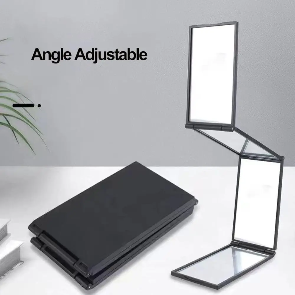 360-Degree Viewing Angle Multi Angle Folding Mirror Foldable Handheld 4 Way Mirror Portable Trifold Mirror for Self Haircutting