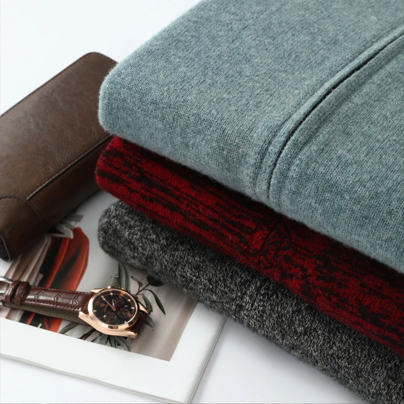 100% Pure Wool Knitted Cardigan New Fashion Autumn/Winter Classic Men's Sweater Loose Long Sleeve Zipper Cardigan -WRM131