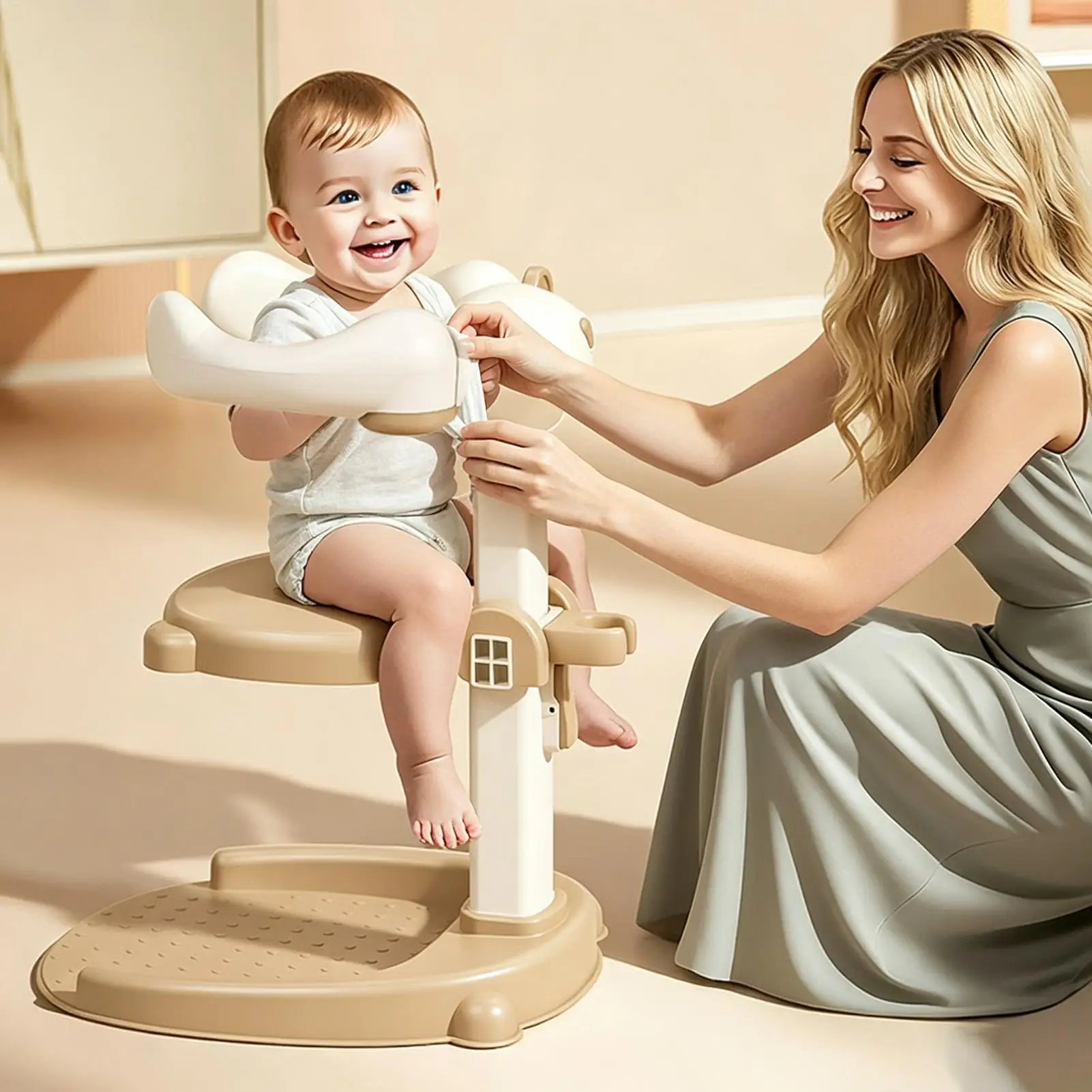 Kids Bath Standing Support Non-Slip 2-In-1 Seat Detachable Children Bathing Support Stand for Kids Aged 8-36 Months Bathtub Home