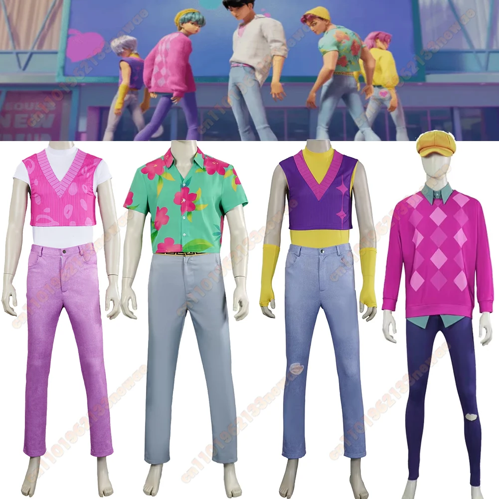 

Adult Men Saja Boy Jinu Abby Baby Mystery Mistletoe Demon Hunters Cosplay Shirt Top Pants KIDS Disguised Halloween Carnival Suit