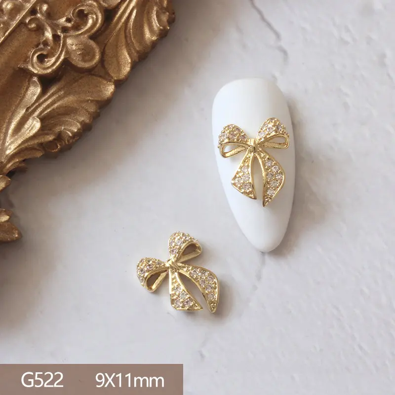 10pcs/lot Luxury Bow Rose Love Alloy Nail Art Zircon Pearl Crystal Metal Manicure Nails Accesorios Supplies Decorations Charms