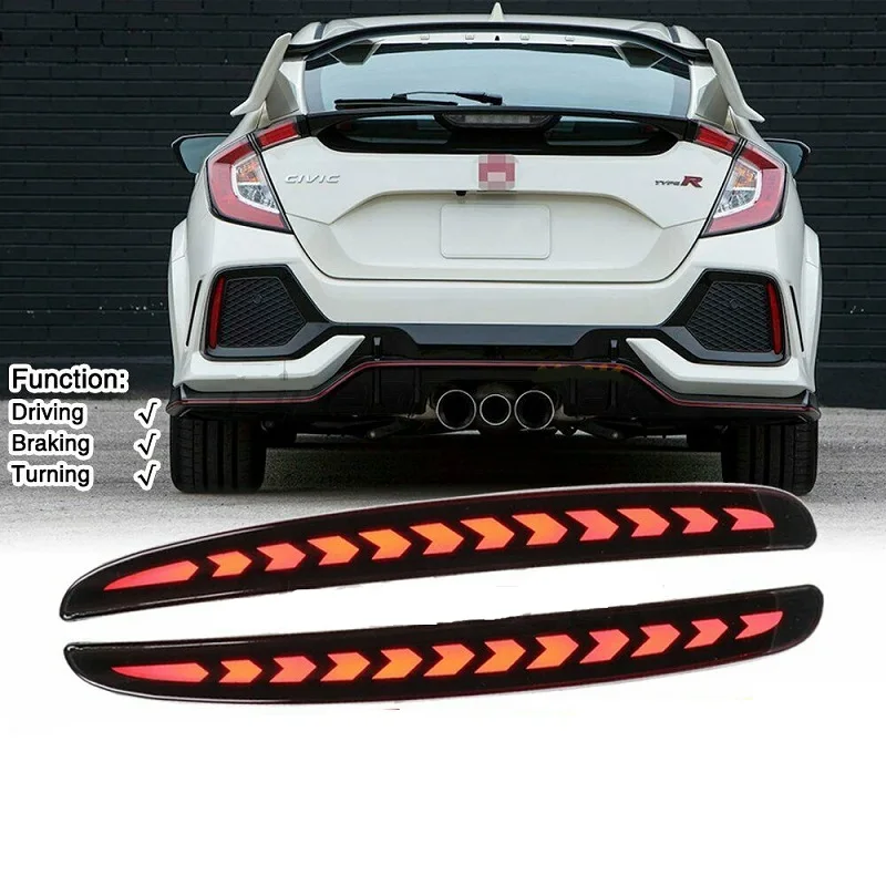 12V Car LED Rear Bumper Tail Light Driving Light Brake Lamp for Honda Civic Type R 2017-2021 Accessories