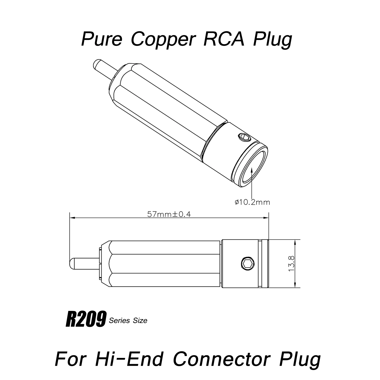 Monosaudio R209G Pure Copper RCA Rhodium plated Unsolder version Pure Copper RCA screws locking Plug Connector Signal Jack