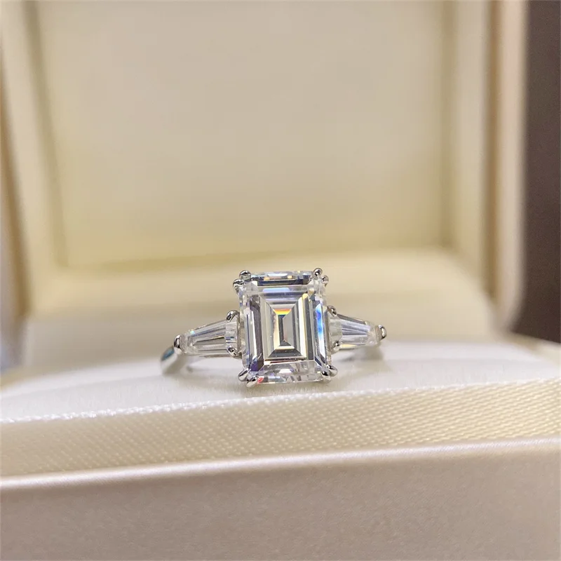 CC White Propose Rings Women Wedding Jewelry Engagement Party Accessories AAAAA Shine Rectangle Zircon Stone Best Gift CC1663