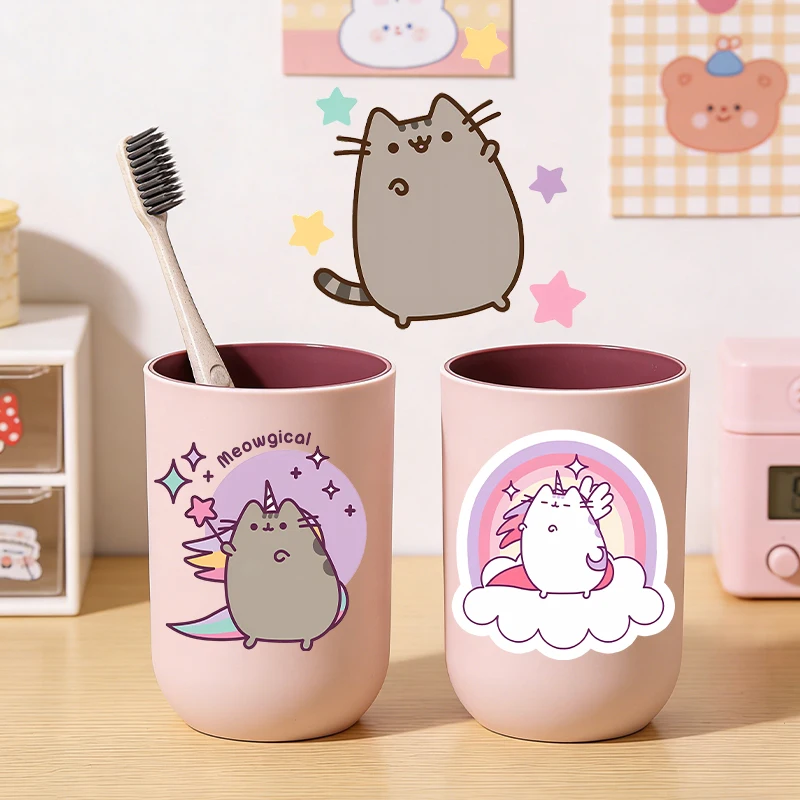 

Cute Pusheens Home women Mouthwash Cup Durable Plastic Kawaii Anime Girl Popular Travel Handheld Toothbrush Gargle Tumbler Glass