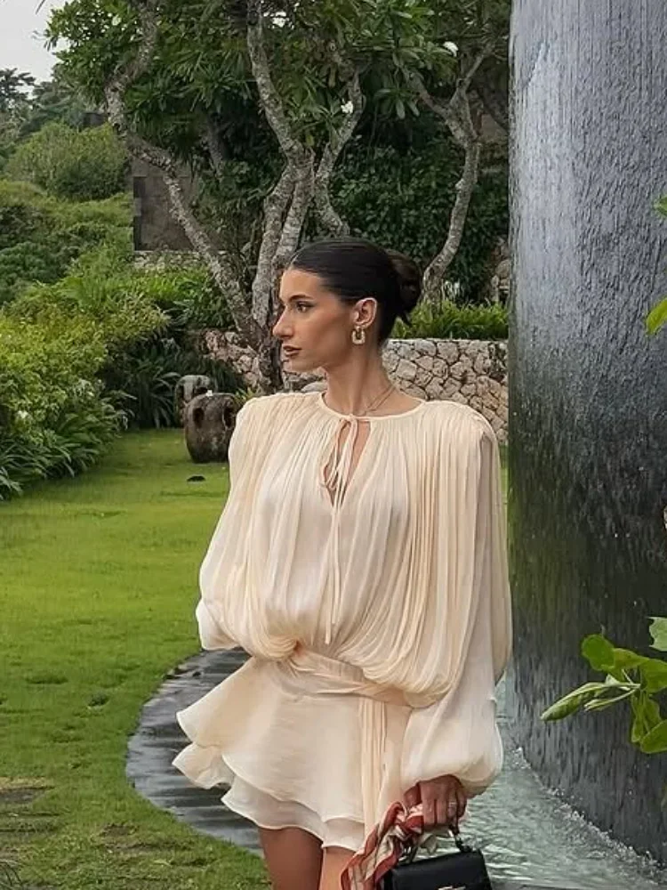 Camicia di jeans con lacci con fiocco moda donna Vintage manica lunga a lanterna Patchwork allentato Top Primavera New Casual Street Outwear 2025