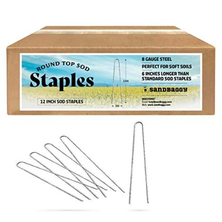 

250 12 Landscape Staples for Garden Use in USA: Heavy-Duty 8 Gauge Steel Weed Barrier Pins for Effective Ground Cover Installat