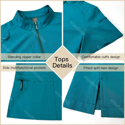 Imagen 2 del producto Uniformes médicos para mujer, uniforme de belleza para SPA multicolor, ropa de trabajo veterinaria para dentista, conjunto de exfoliante para clínica de farmacia Unisex