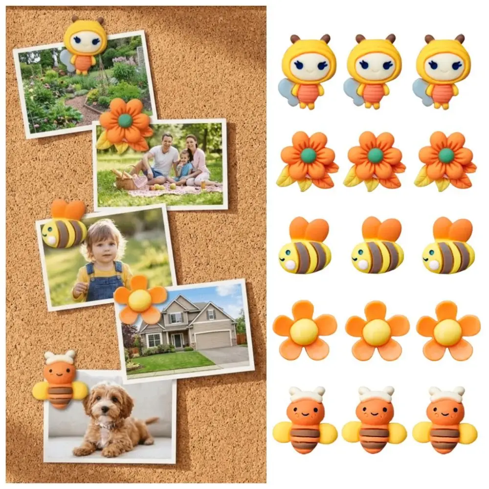 

30Pcs Home Decoration 3D Bee Flower Push Pins DIY Creative Thumb Tacks with Box Multifunctional Board Thumbtack Photo Wall Decor