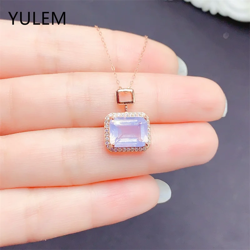 

Прямоугольный кулон из стерлингового серебра 925 пробы с натуральным лавандовым аметистом, серебряные ювелирные изделия для женщин, подарок