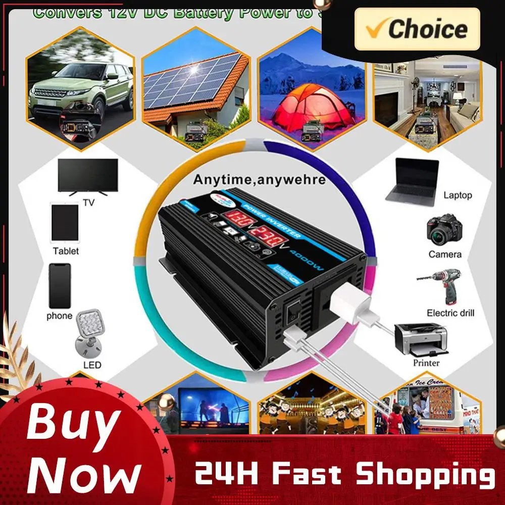 

Автомобильный инвертор напряжения с двойным ЖК-дисплеем, трансформатор напряжения для авто и лодок, аксессуары