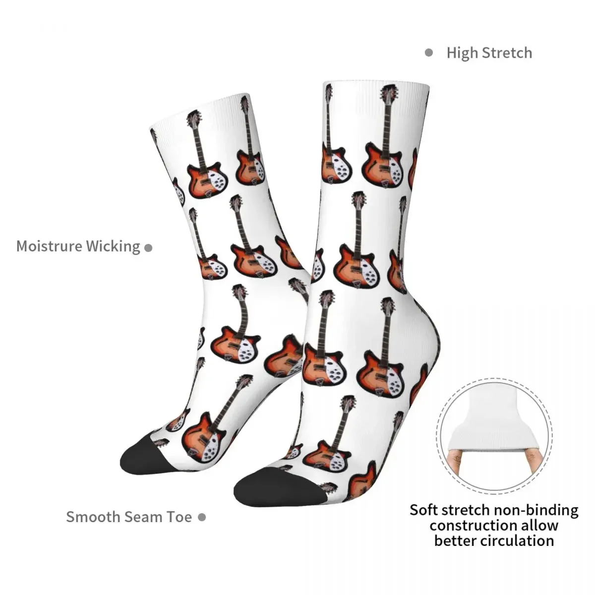 Rickenbacker 360 Sketch Socks Harajuku Sweat Absorbing Stockings All Season Long Socks Accessories for Man's Woman's Gifts