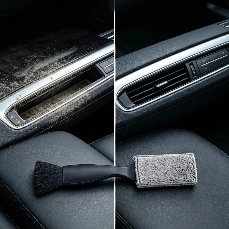 Car Detailing Brush Dual Head Soft Car Interior Cleaning Brush for Car Air Vent Dashboard Gap Leather Seat Dust Removal Tool