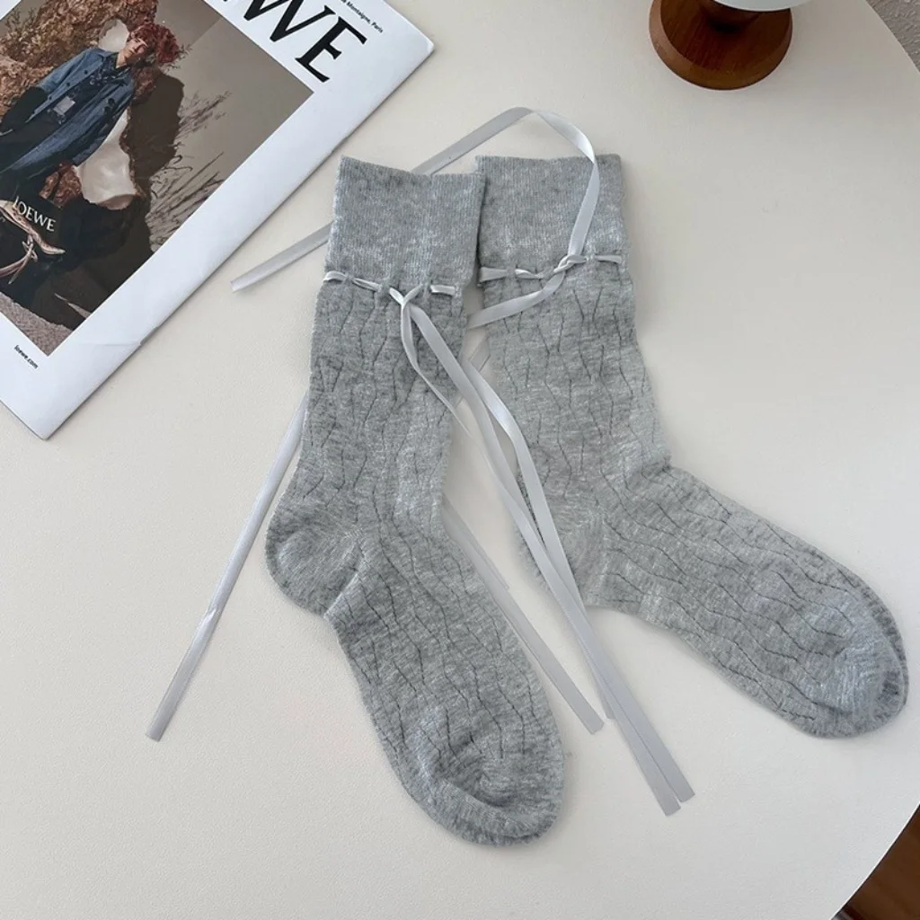 1/4 Paar lange Damensocken, hochwertige einfarbige Kniestrümpfe mit Schleife, süße Kniestrümpfe für Damen, BrewThin, weiche, süße Damenstrümpfe, gestreift