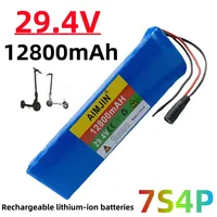 24V Lithium Battery 7S4P 10Ah 250W 29.4V 12.8AH 10000mAh 18650 Cells with BMS Power Socket for Electric Vehicle EV Golf Cart