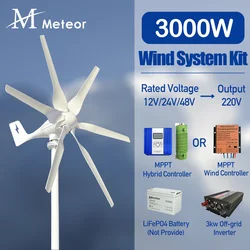 2000W 3000W Windmill Wind Turbine Generator Complete Power Supply System Kit Electric Generator Free Energy Home Appliance