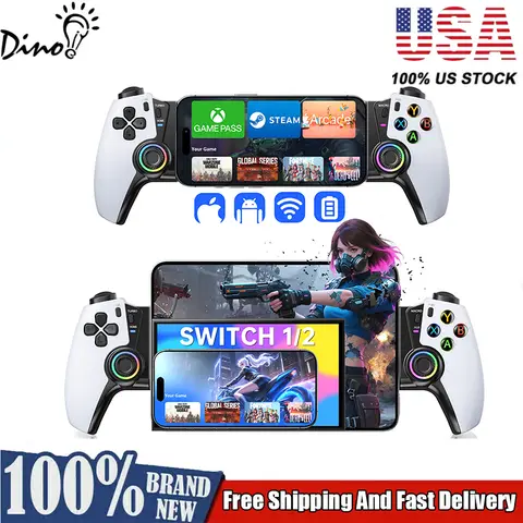 DinoFire Wireless Controller for IOS/Android/Switch1/2/OLED/iPad Mini With Hall Joystick, LED Mobile Gaming Controller