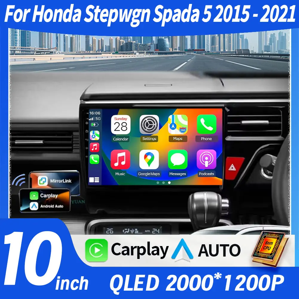 Android 16 Carplay For Honda Stepwgn 5 2015 - 2021 WIFI Player 360 Camera Navigation BT DSP Video Multimedia 2din Car Radio Auto