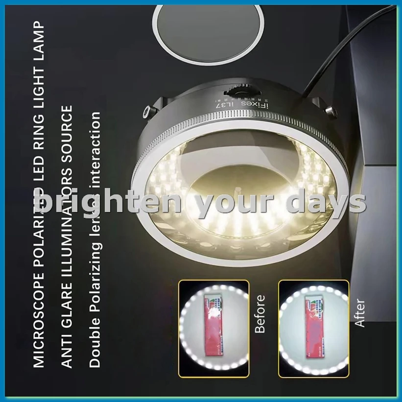 Microscope Polarized Ring Lights Ultra-Bright 96 LED Lamp Anti Glare for Phone Soldering Repair Lab Illuminators-A12I