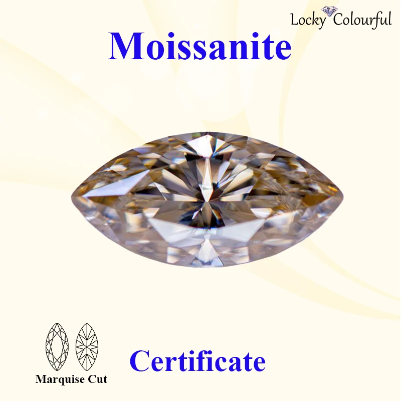 

Moissanite Marquise Shape VVS1 Natural Tea Yellow Color with GRA Certificate Beads for DIY Charms Jewelry Making Rings Materials