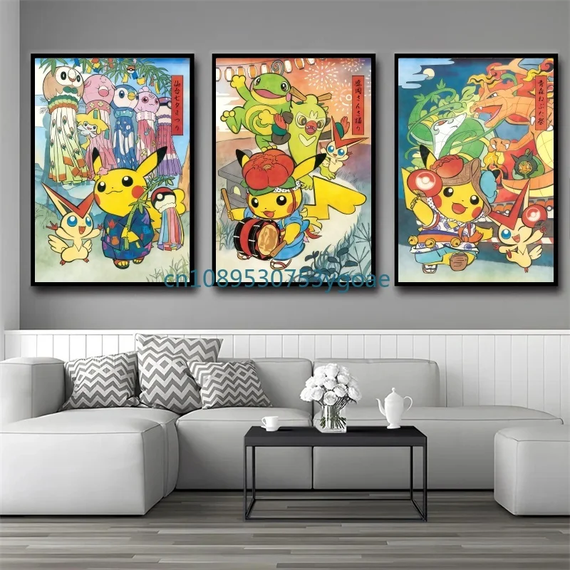

Japan Anime Pokemon Pikachu Gengar Eevee Cartoon Mew Art Wall Posters Print Pictures Children's Room Home Decor Canvas Painting