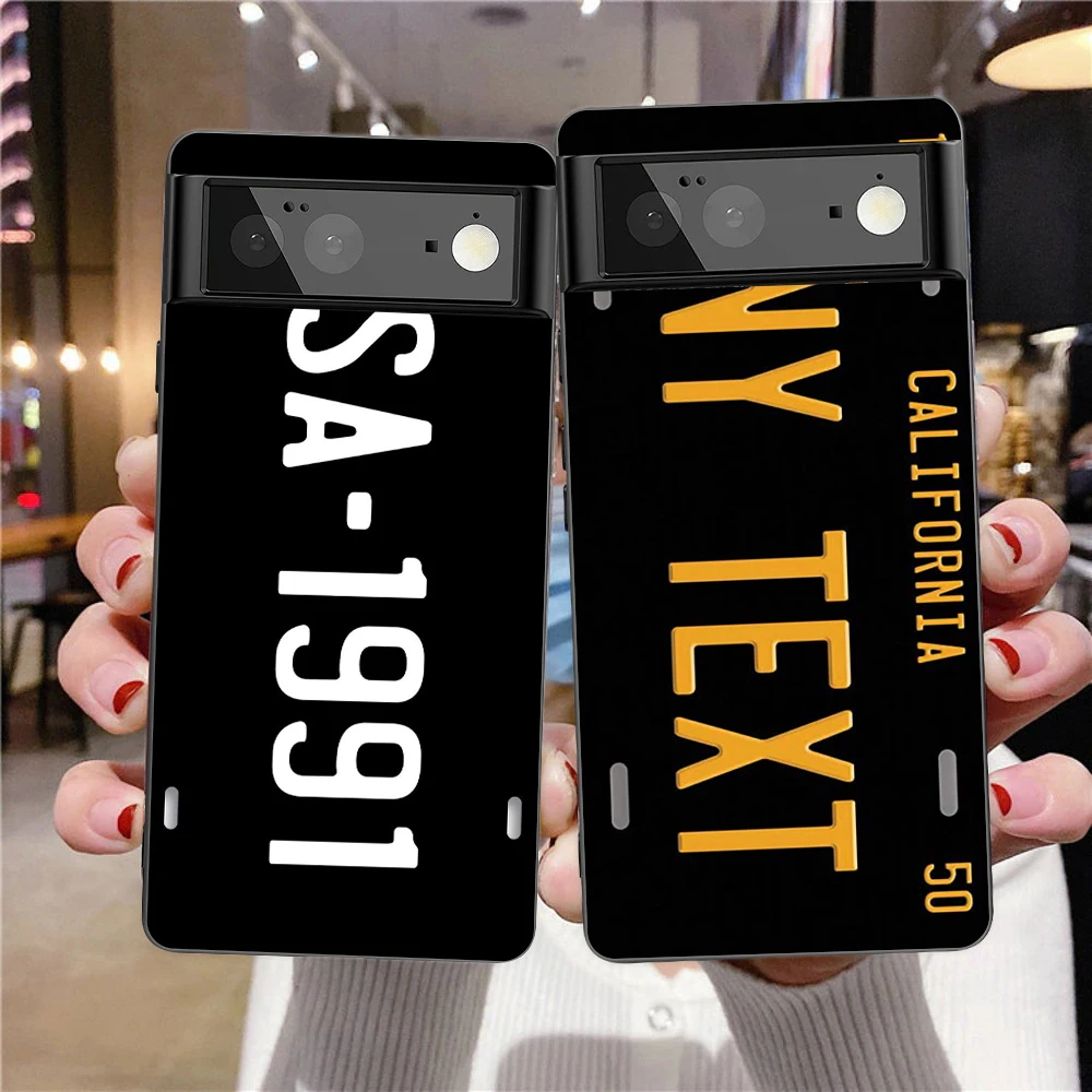 Retro Funny License Plate Number Phone Case Cover for Google Pixel 8 7 6 7A 6A Pro 5G Shockproof Silicone 9 Pro XL 8 Pro 5G Bags