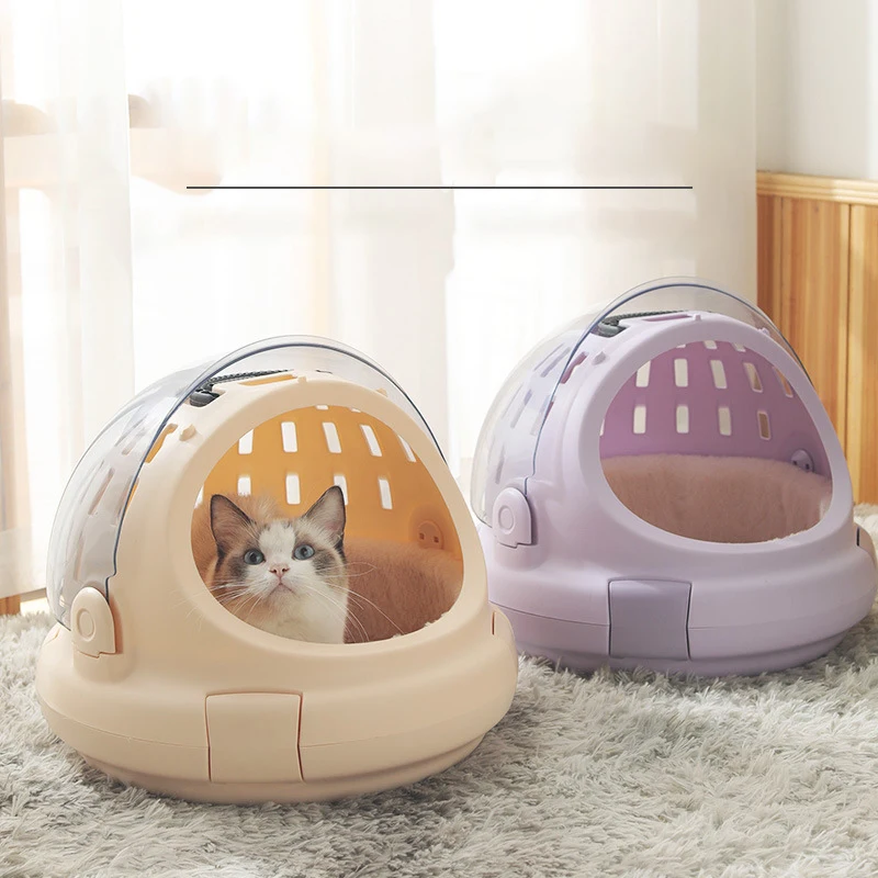 

Portable Pet Carrier Hand-held Semi Transparent Large Space Breathable Pet Travel Case For Puppy Kitten Outdoor Hiking Camping