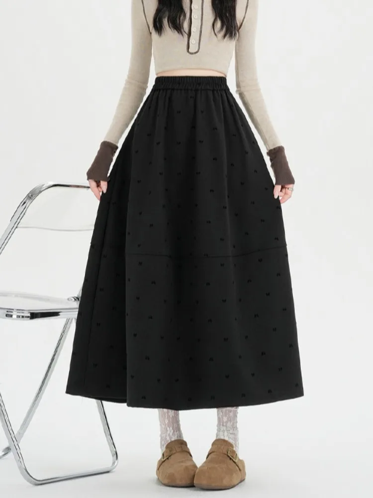 Taille haute Midi a-ligne jupe femmes manteau en laine automne hiver nouveau Sle doux confortable Vintage décontracté taille haute jupe