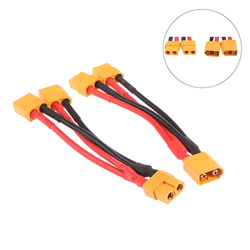 1pc Male Female Cable Dual Extension Y Splitter 3-Way 14AWG Silicone Wire XT60 Parallel Battery Connector For RC Motor