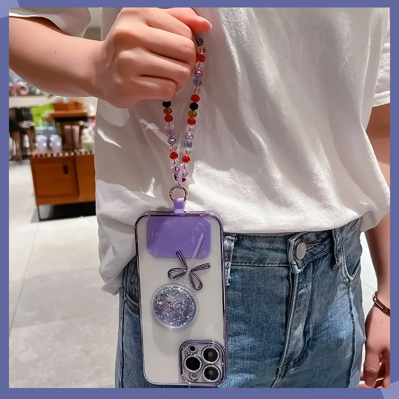 أو الهاتف الخليوي قصيرة الحبل حزام قلادة على الهاتف المعصم سلسلة صغيرة الطازجة كريستال سلسلة بدلاية الخرز مكافحة خسر قلادة #4