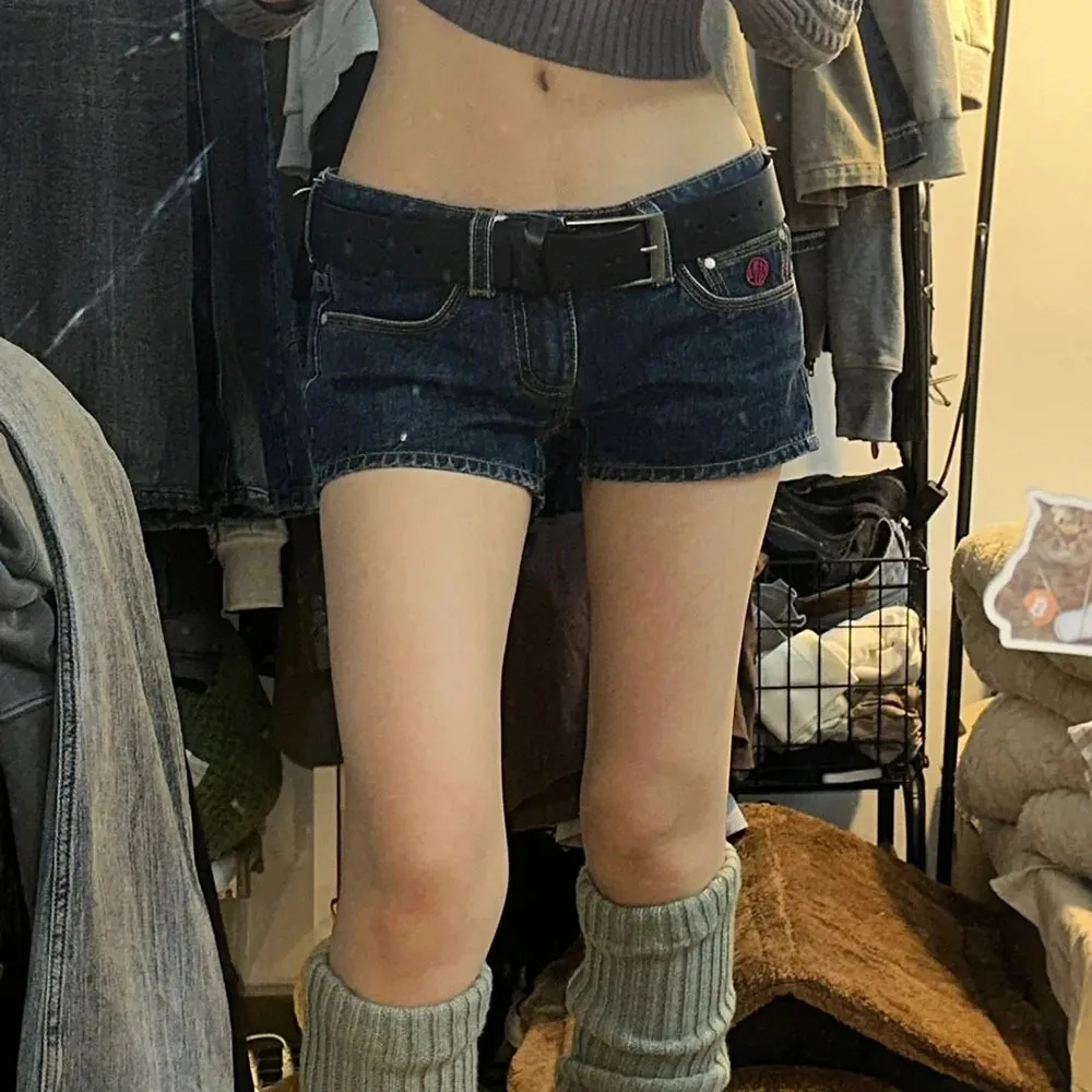 Fashion Streetwear Jean Shorts For Women's Retro Low Waist Slim Fit Y2k Shorts Casual Denim Shorts Pantalones Cortos De Mujer