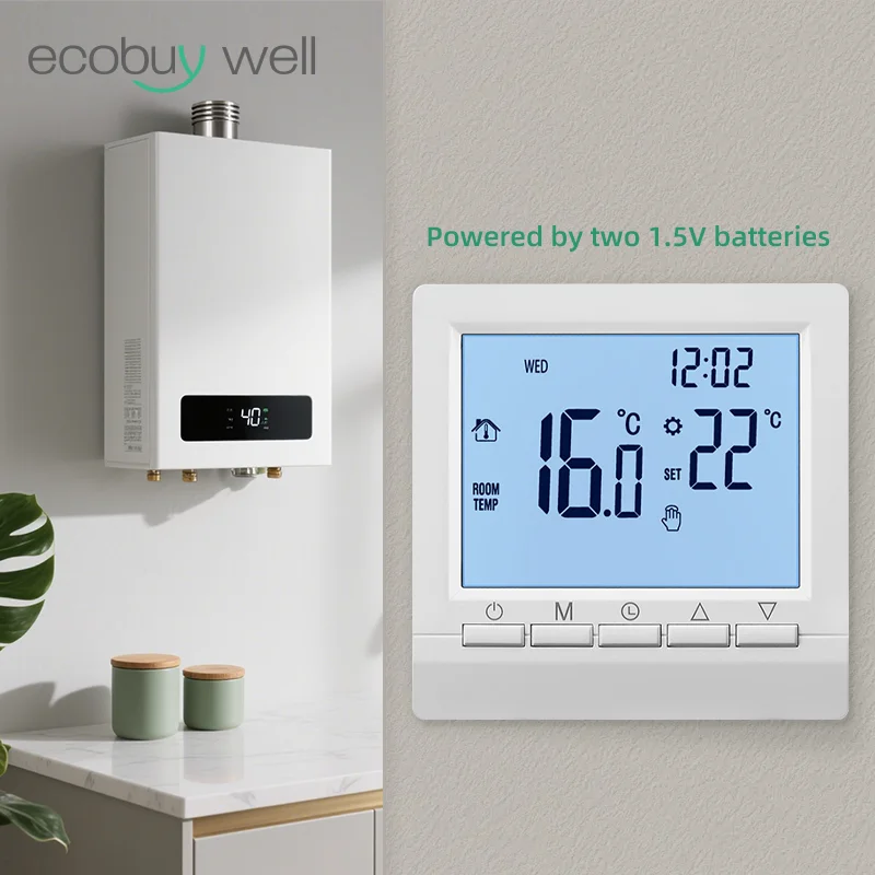 Gas Boiler Thermostat Room Water Heating Battery Programmable Heating Temperature Controller Smart Thermostat Hand Wall Mount