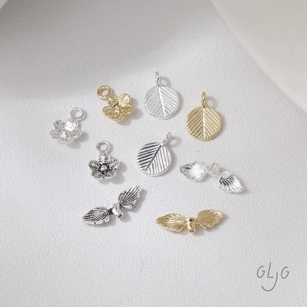 

4PCS Gold Plated Brass Leaf Flower Pendant Necklace Bracelet Handmade Material Jewelry DIY Making Supplies Accessories