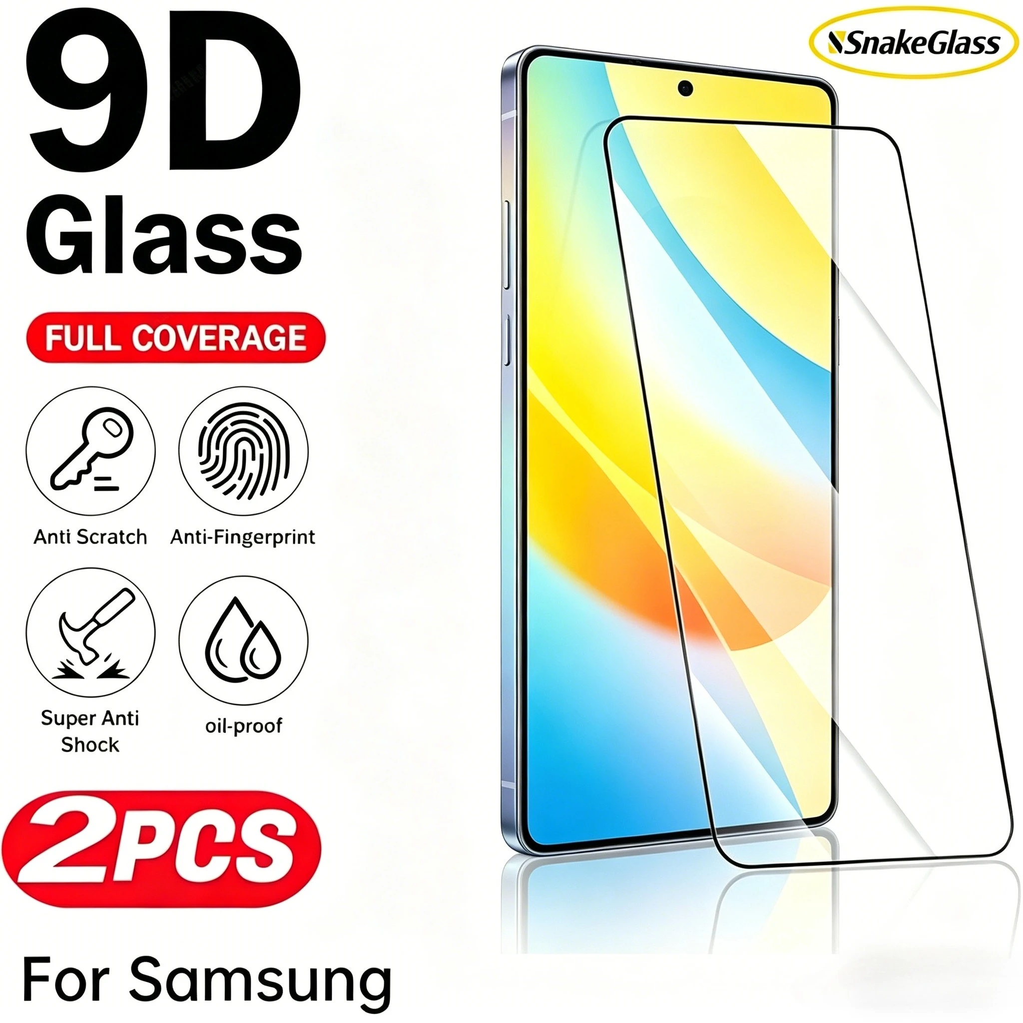 2Pcs High Definition Tempered Glass for Samsung Galaxy S26 S25 S24 S23 Ultra S22 S21 S20 Plus S10 S9 9H Hardness Smooth Texture
