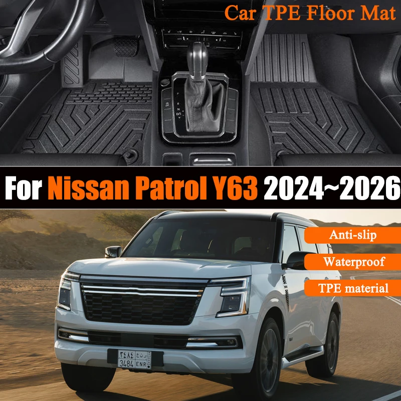 

3D TPE Car Trunk or Floor Mat For Nissan Patrol Y63 Accessories Armada 2025 2024 Waterproof Carpet Foot Full LHD Mat Pad Cover