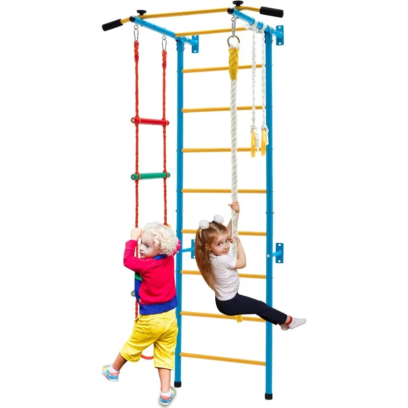

Costzon 5 в 1, игрушки для восхождения для малышей, домашний детский тренажерный зал для упражнений, настенный набор стальных лестниц с настенной лестницей, подтягивающая штанга