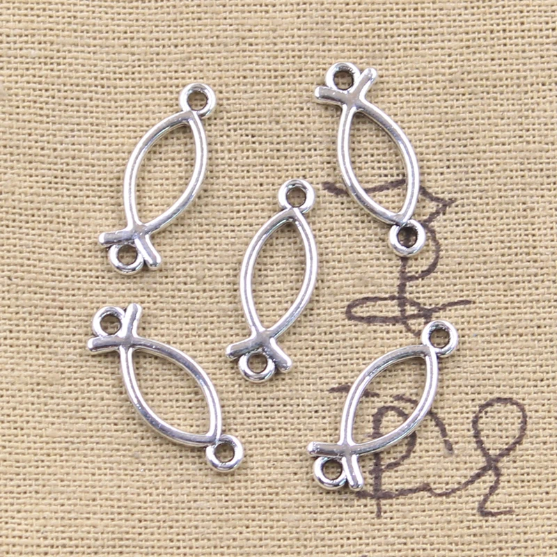 30pcs Charms Fish Link 22x8mm Tibetan Silver Color Pendants DIY Antique Making Handmade DIY Findings Crafts Jewelry