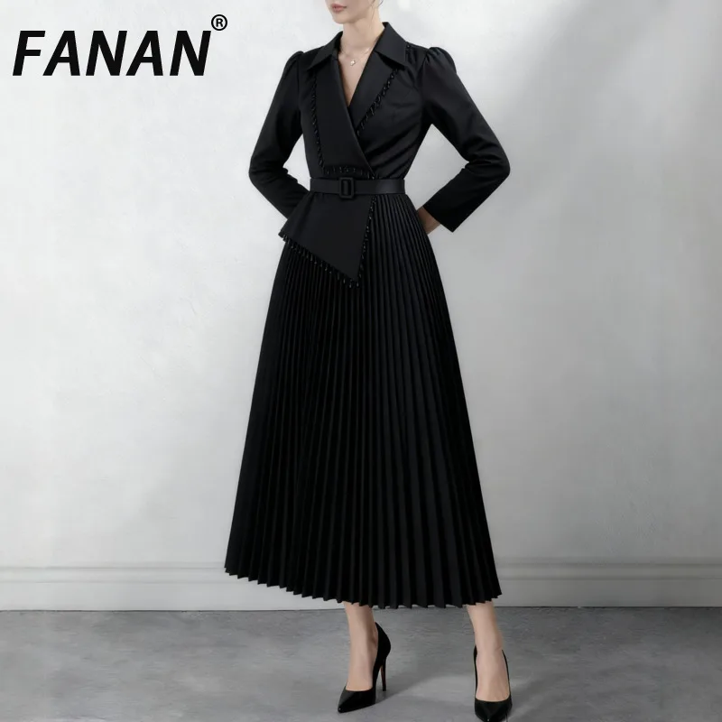 

Новое поступление: Женское длинное платье FANAN с асимметричным кроем, плиссированное, с завышенной талией, черное, весна 2026