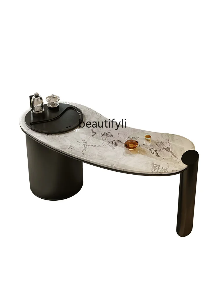 Natural Luxury Stone Tea Table High-End Home Modern Light Luxury Small Apartment Balcony Study Kung Fu Tea Table Desk