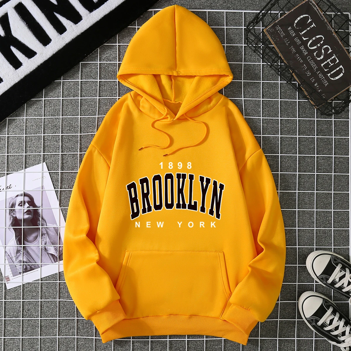 冬の新作レディースフーディー、ハイストリートユニセックススタイル、ダブルポケットスウェットシャツ、アウターウェア、プラスサイズ女性服