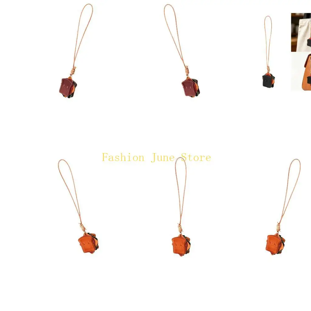 N5KA Miniature Sandwich Leather Keychain Fashionable Decoration For Backpack Car Keys Fashion Accessory