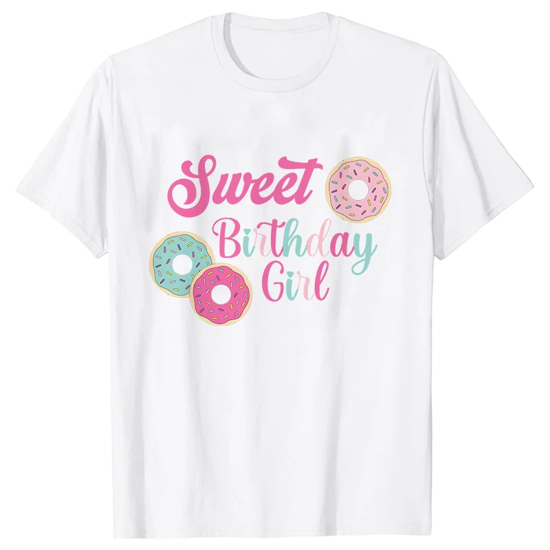 Sweet One Birthday T-shirts Girls 1st Birthday T-shirt Donut Theme Birthday Matching Family Party Tshirt Short Sleeve Top Tshirt