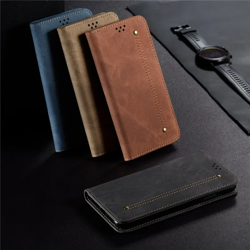 Luxury Denim Flip Pu Leather Wallet Phone Cases For Xiaomi Poco C51 C50 C40 X3 X2 F2 Pro Nfc Case Cover