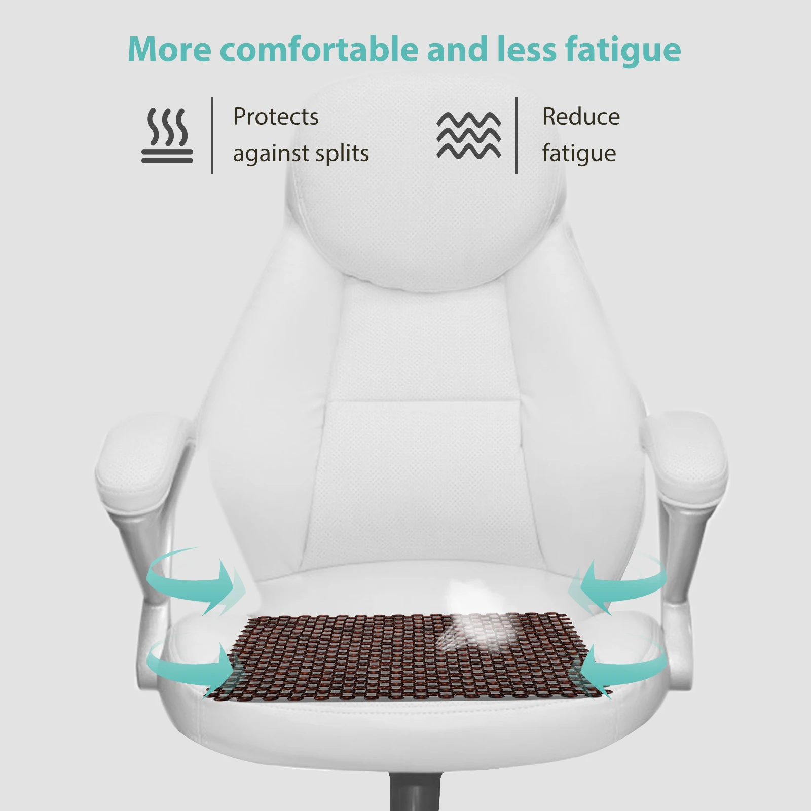 

1 pc Wood Beads Car Seat Cushion Ventilated Chair Pad Breathable Vehicle Coffee Color Practical Durable Easy Install Remove