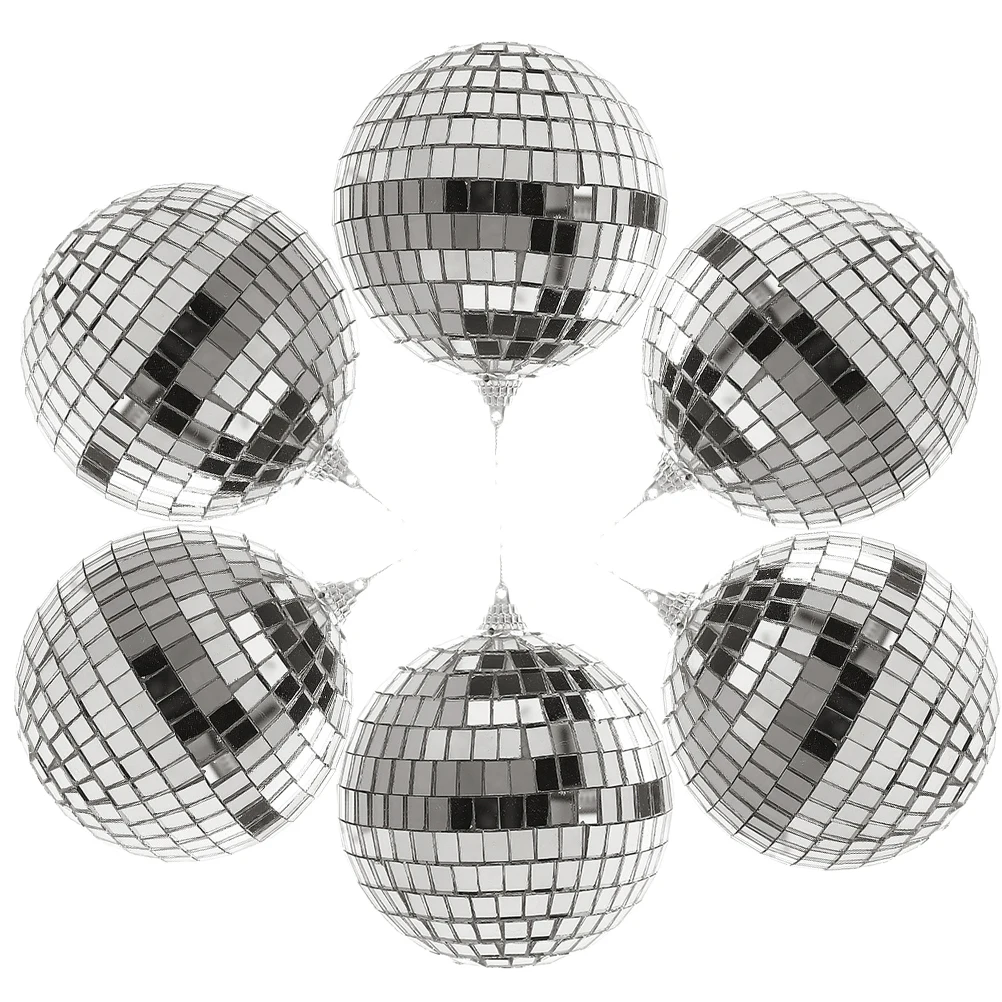6pcs Mirror Ball Christmas Tree Decorations Reflective Hanging Foam Disco Balls Mirror Hanging mirror Party disco balls Small