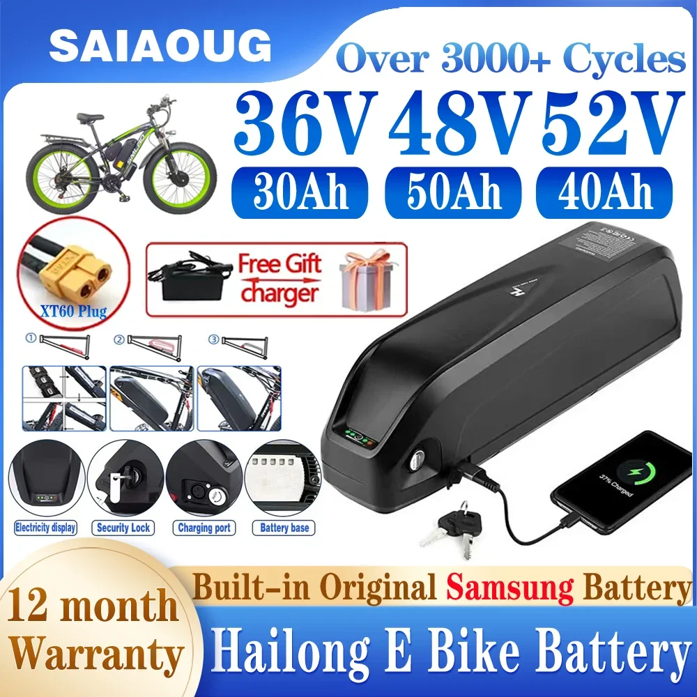 Bafang 2000W Kit for Bicycle Hailong Electric Bicycle 36V 48 Volt 40Ah Lithium Battery 50ah 52V 20ah Bike 200-3000W with Charger